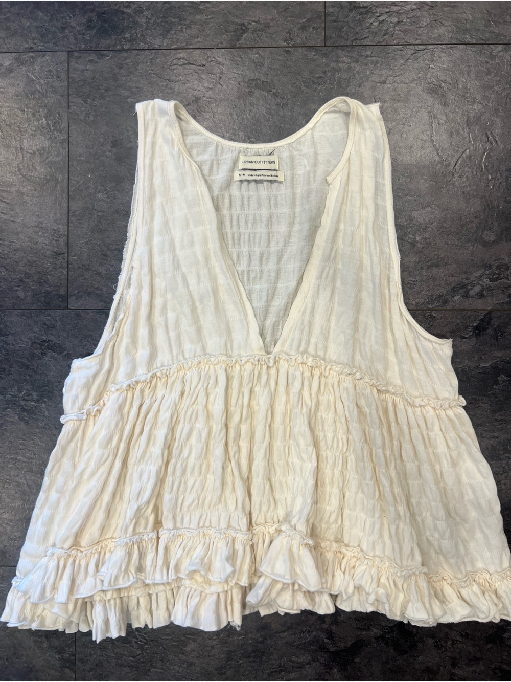 Urban Outfitters Cream Ruffle V-Neck Swim Coverup